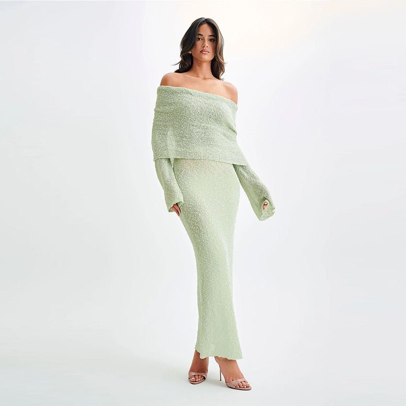 Chic Off-Shoulder Slit Maxi Dress – Elegant Evening & Vacation Style
