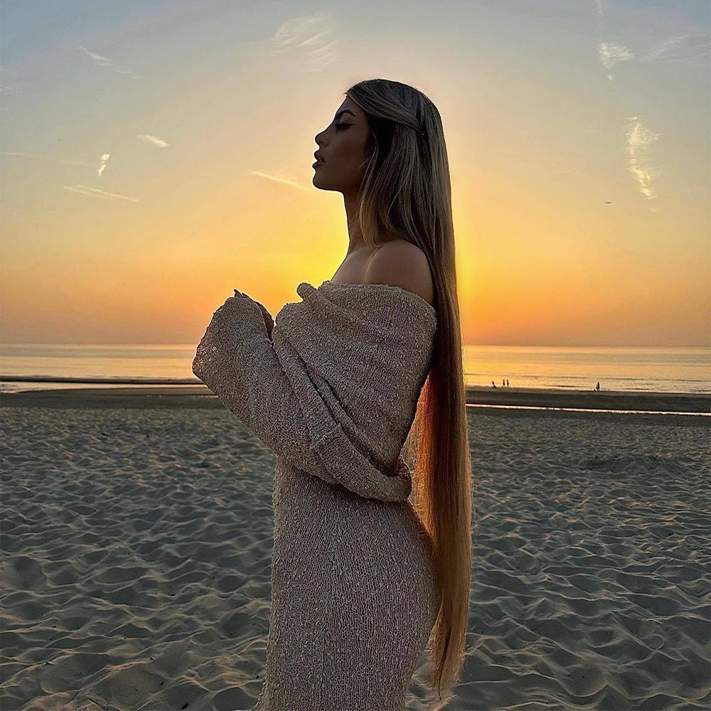 Chic Off-Shoulder Slit Maxi Dress – Elegant Evening & Vacation Style