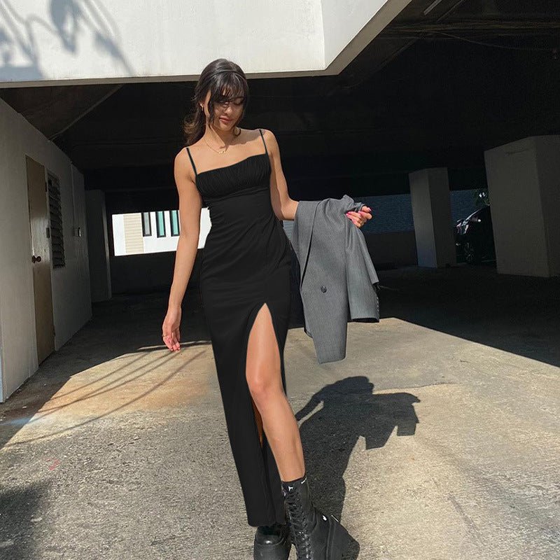 Chic Pleated Suspender Dress - LaVoggue