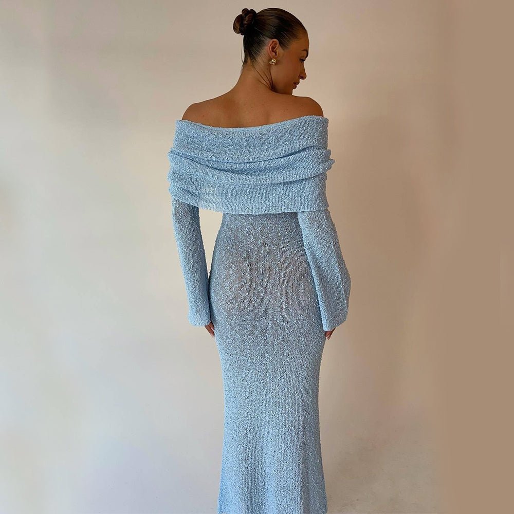 Chic Off-Shoulder Slit Maxi Dress – Elegant Evening & Vacation Style