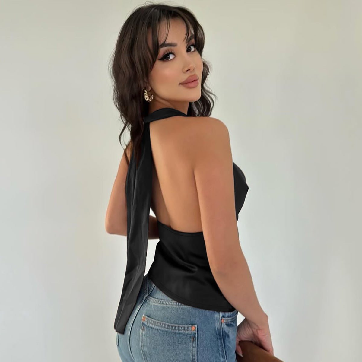 Backless Halter Tie Tank Top - LaVoggue