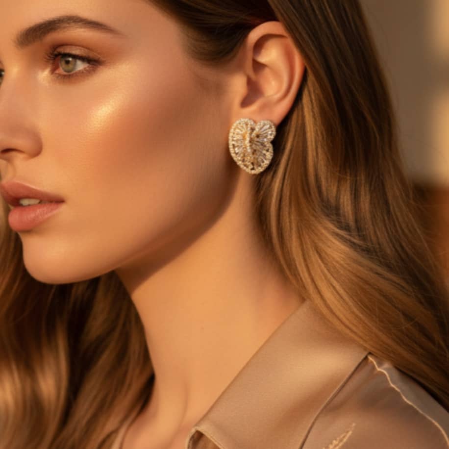 Lumière Heart Crystal Earrings 2