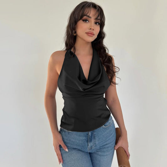 Backless Halter Tie Tank Top - LaVoggue