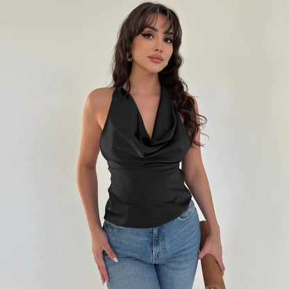 Backless Halter Tie Tank Top - LaVoggue