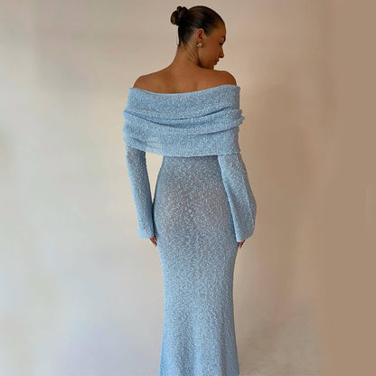 Chic Off-Shoulder Slit Maxi Dress – Elegant Evening & Vacation Style